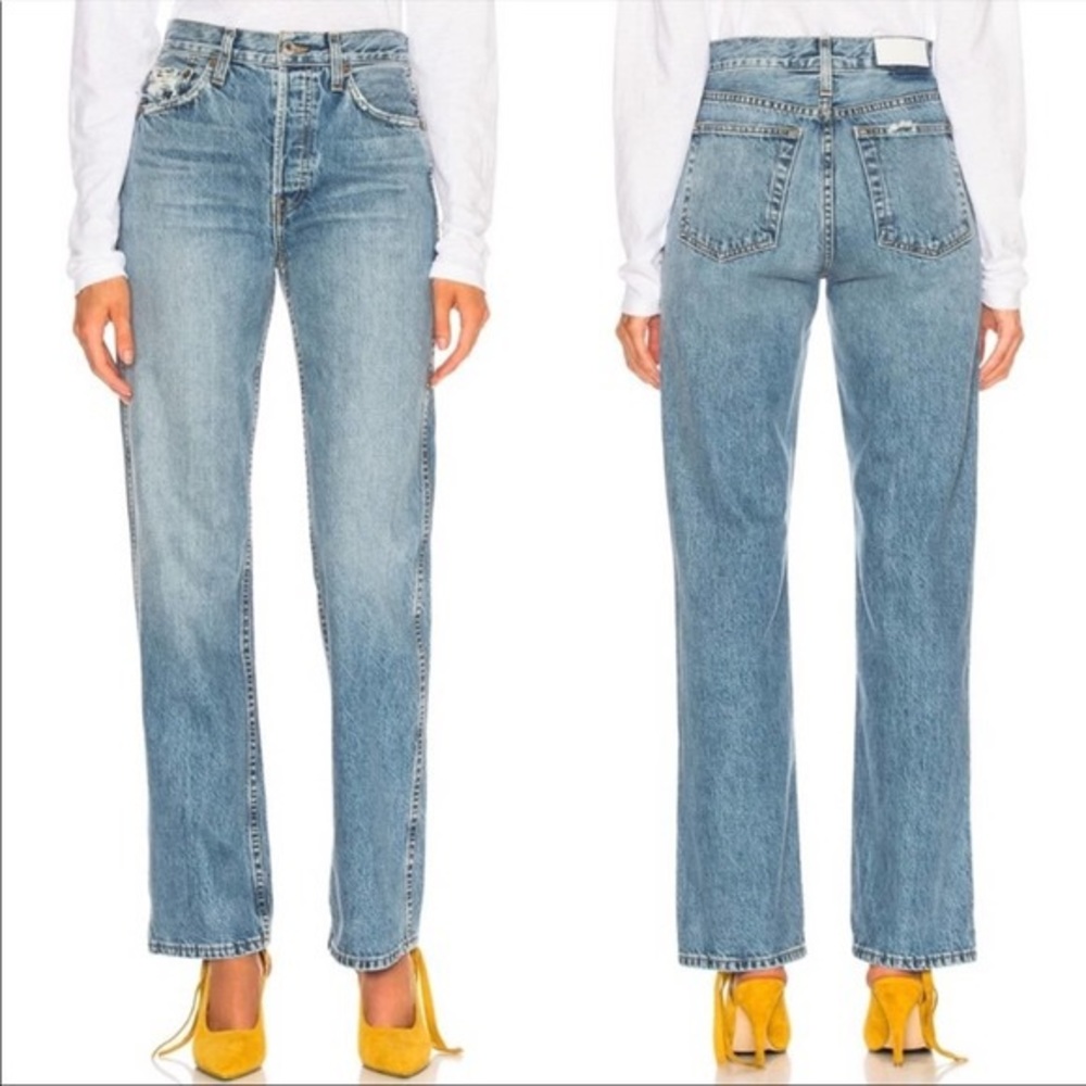 Re/done | High Rise Loose Jean In Worn Blue Size: 24